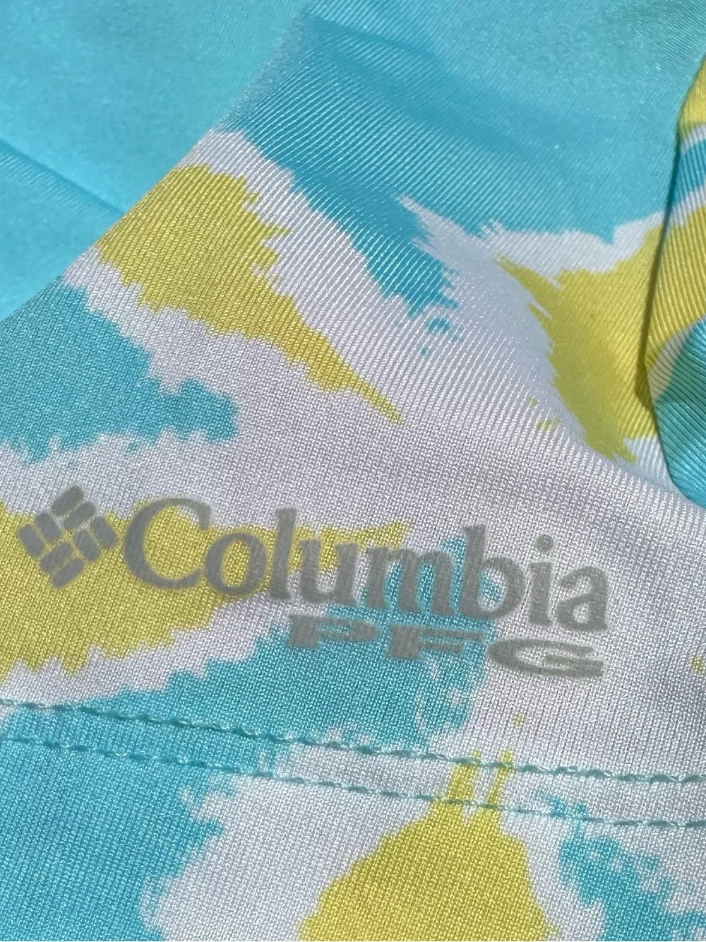 Columbia PFG Sleeveless Large Print Floral Aqua Yellow & White Dress - Size MED - Picture 4 of 9